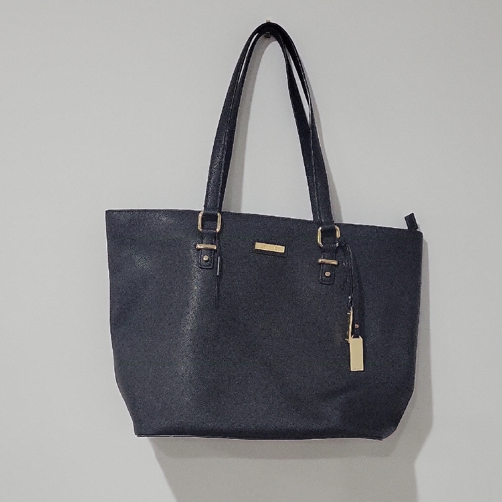 Calvin Klein Black Tote Bag with Gold Accents
